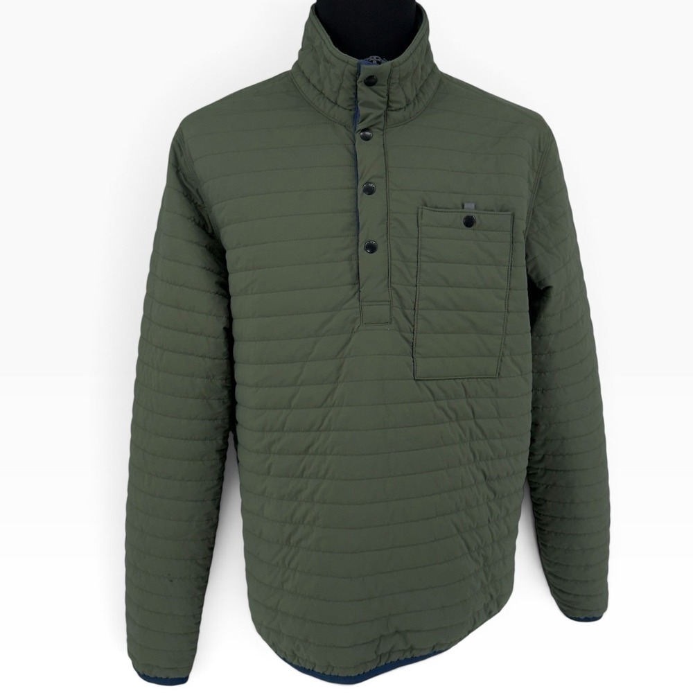 Relwen Windzip Snap Cinch Medium Olive Green Quilted Pullover Jacket Layer Mens